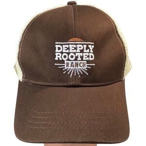 Baseball Hat Snap Back Deeply Rooted Ranch Mesh Brown NWT